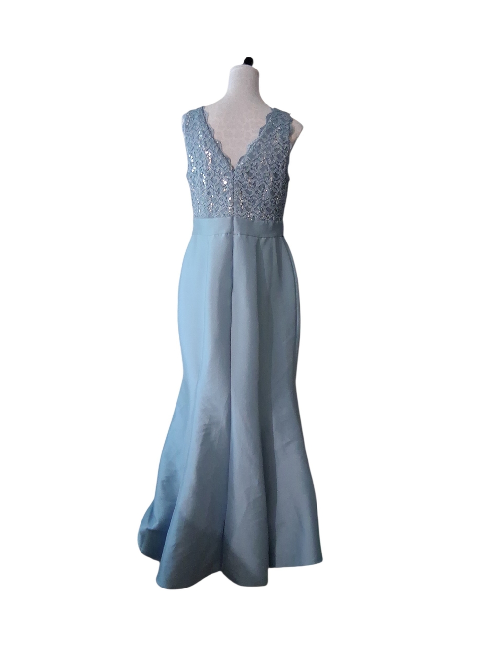 Sleeveless Lace Bodice Evening Gown in Light Bluish/ Seafoam Green Size 12 - Picture 3 of 11